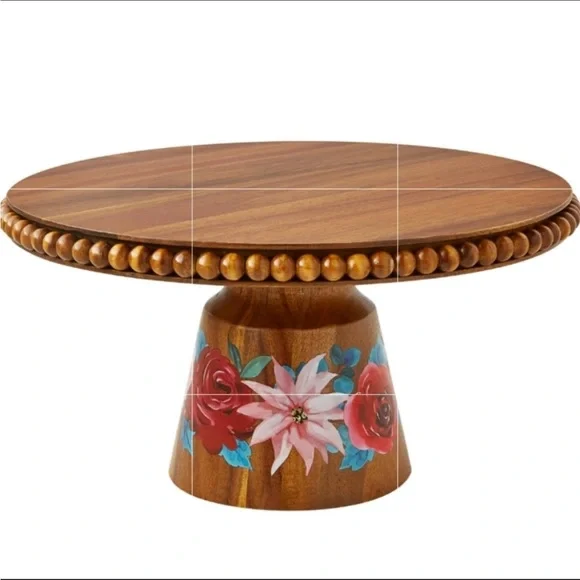 The Pioneer Woman Wishful Winter Acaicia Wood Cake Stand - Picture 6 of 6